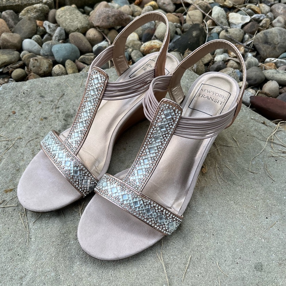 New York Transit Silver and Cream Sandals